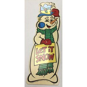Vintage Y2K Christmas Outdoor Snowman Let It Snow Sign Yard Art 1998